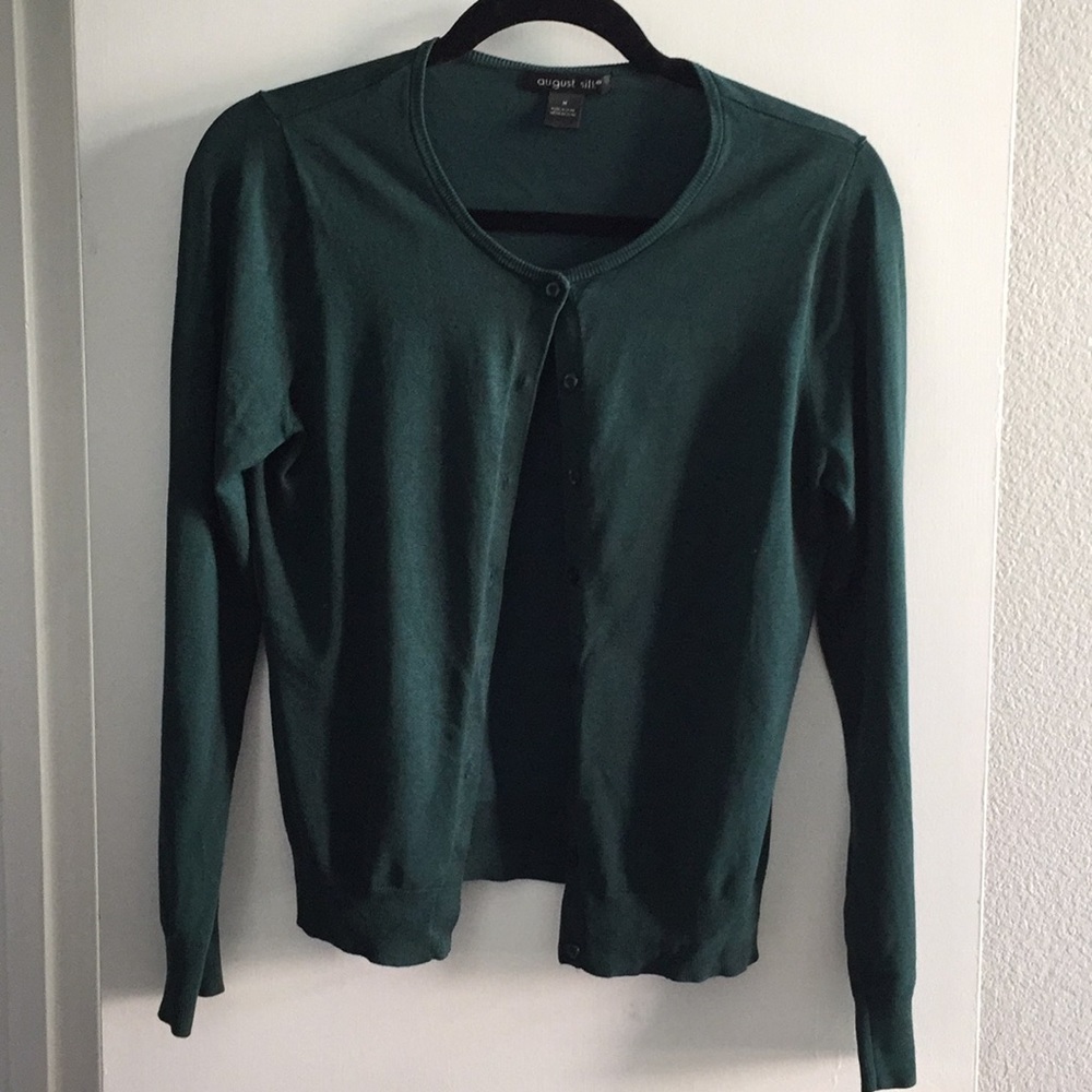August Silk Forest Green Button Up Cardigan